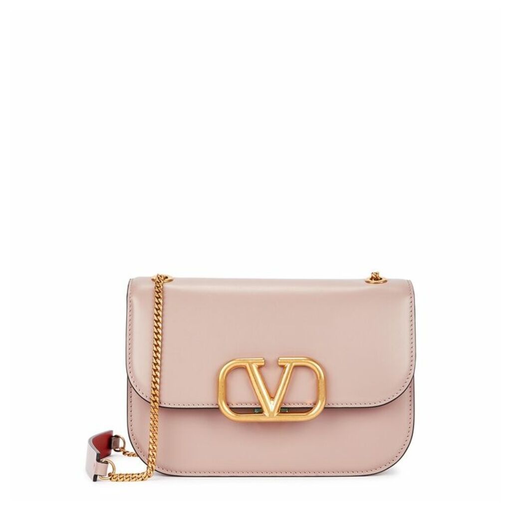 Valentino Garavani VLock Small Blush Leather Shoulder Bag