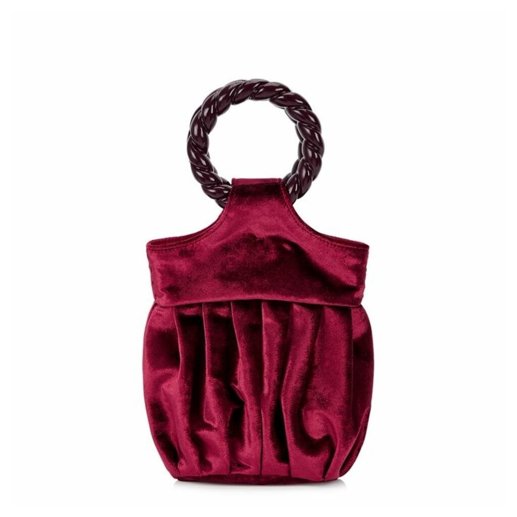 MEHRY MU Lian Mini Opera Burgundy Velvet Bucket Bag