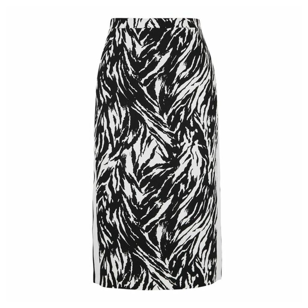 No.21 Zebra-print Cotton Pencil Skirt