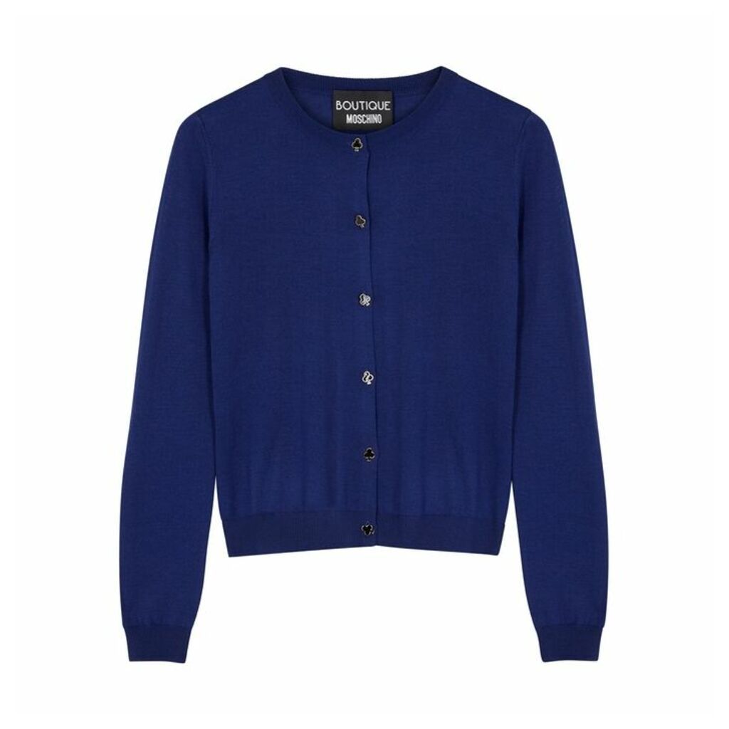 Boutique Moschino Navy Knitted Wool Cardigan