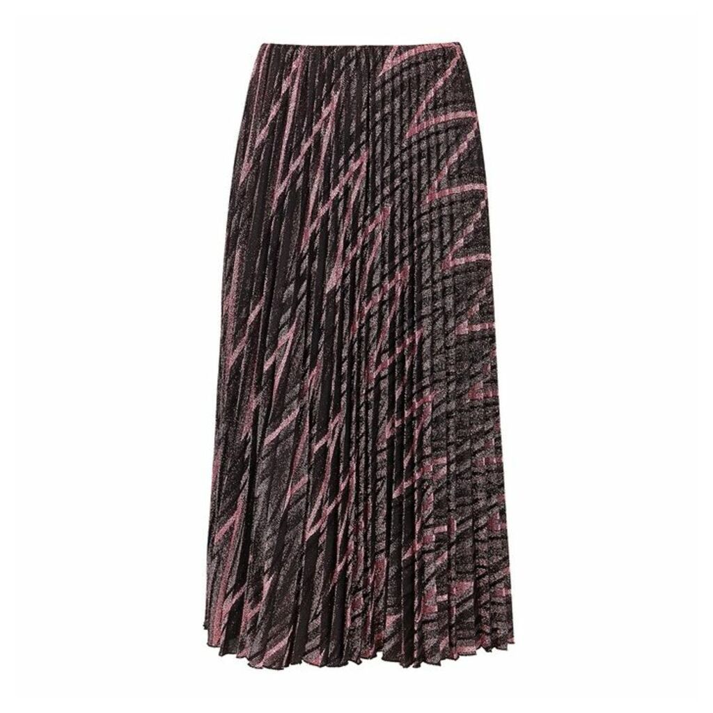 M Missoni Zigzag Metallic-knit Plissé Midi Skirt