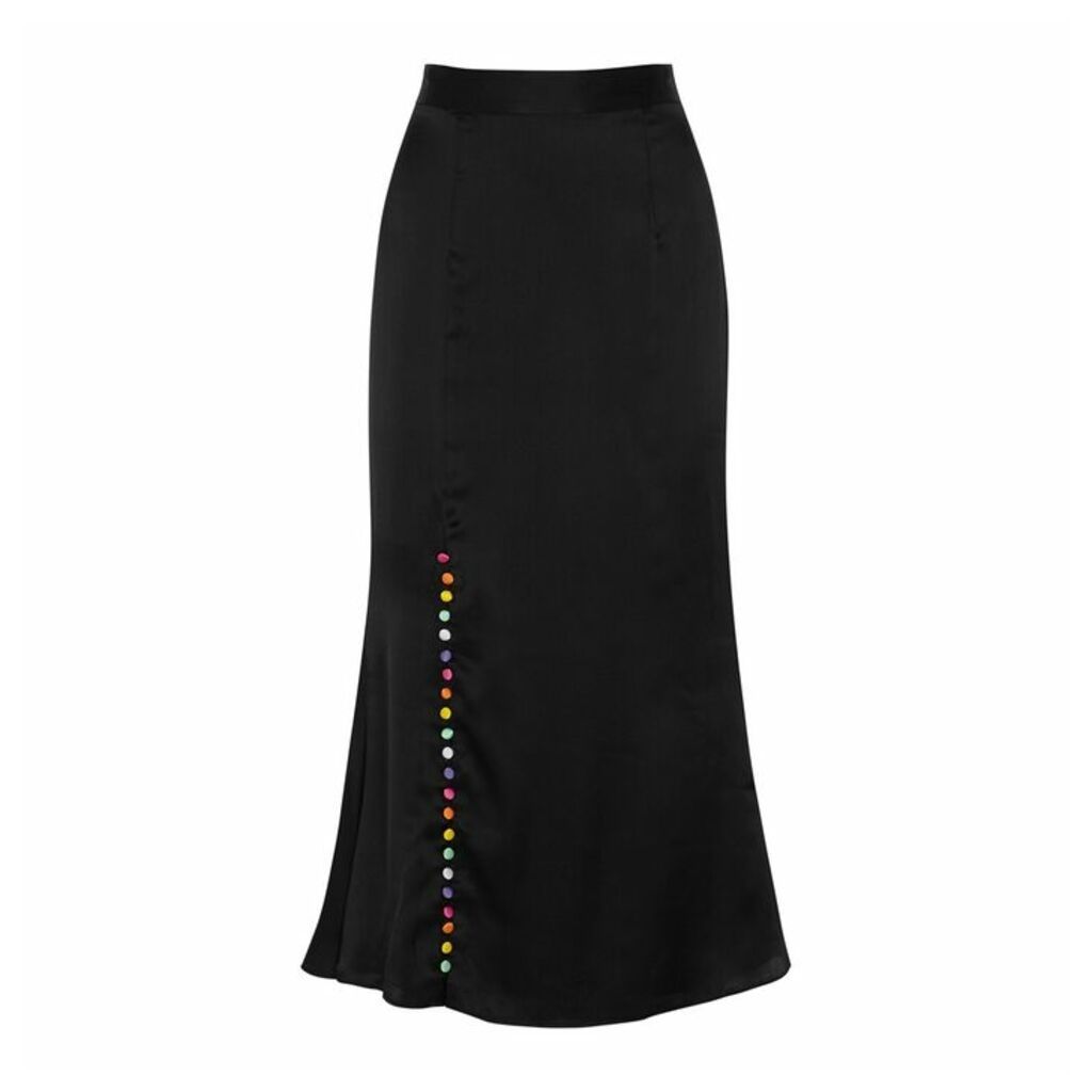 Olivia Rubin Hanna Black Silk Midi Skirt