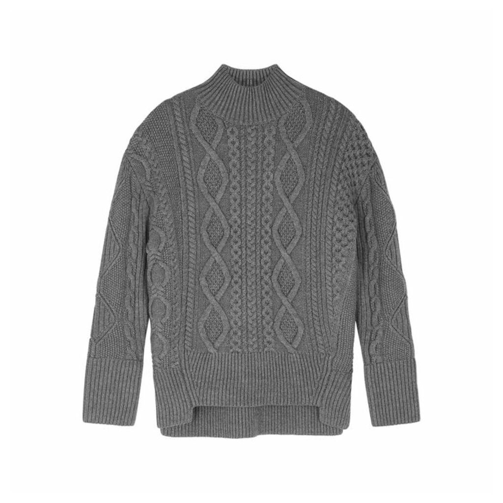 Proenza Schouler Grey Cable-knit Wool Jumper