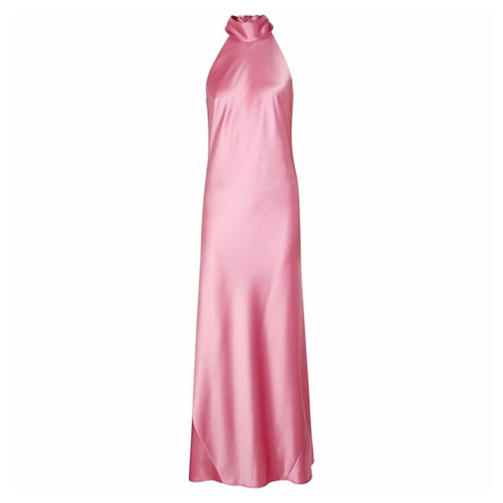 Galvan Sienna Pink Halterneck Satin Gown