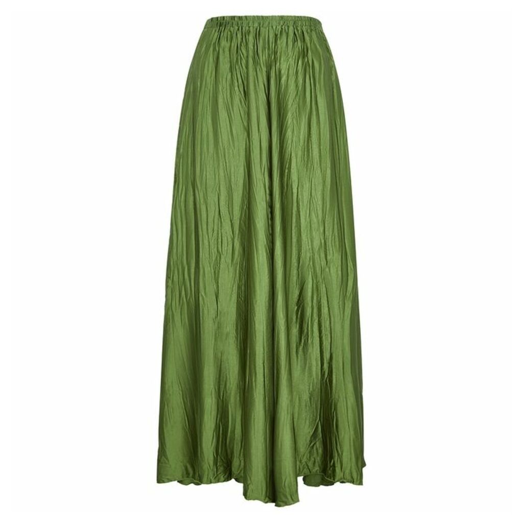 Forte forte Green Silk-satin Maxi Skirt