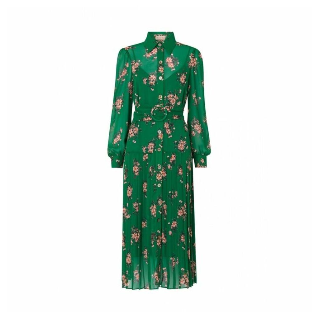 Kitri Tara Green Pleated Shirt Dress