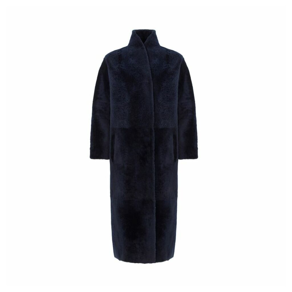 Gushlow & Cole Stand Collar Long Shearling Coat
