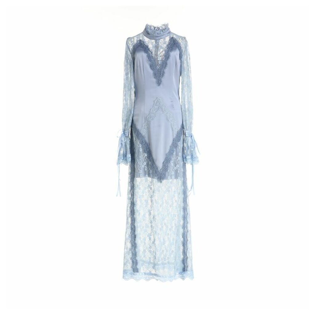 Comino Couture London Elegant Light Blue Lace Slip Maxi Dress