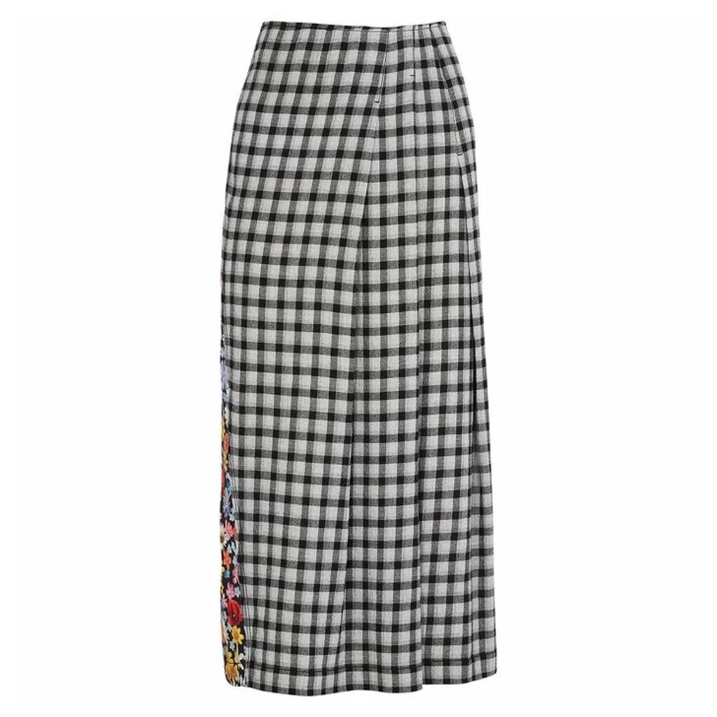 McQ Alexander McQueen Decon Checked And Floral-print Midi Skirt