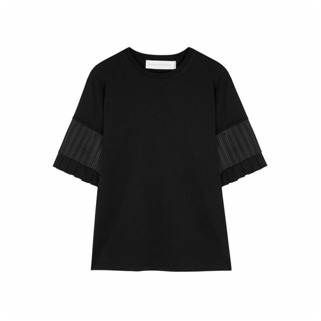 Victoria, Victoria Beckham Black Plissé Jersey T-shirt