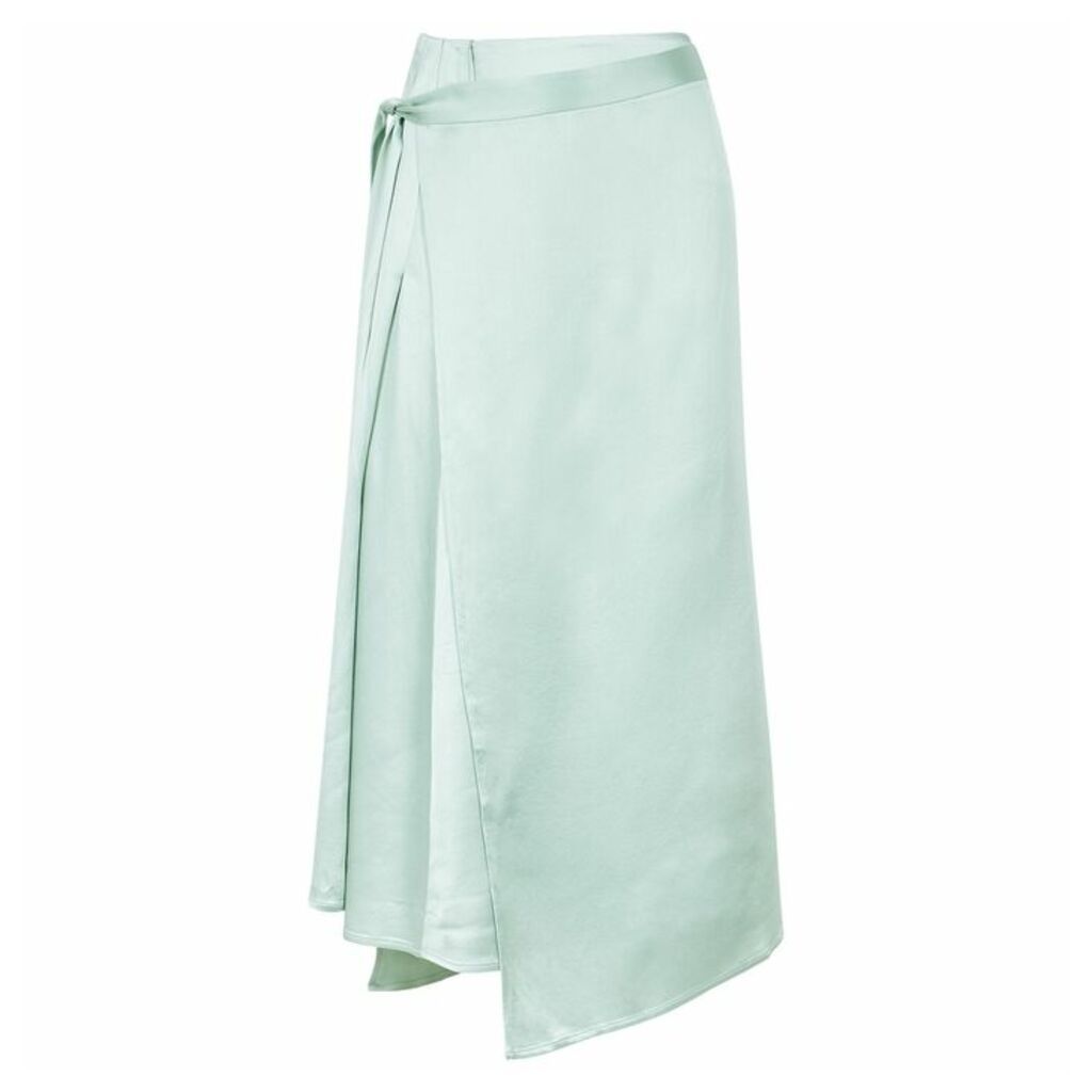 Maggie Marilyn Lady Danger Mint Green Satin Midi Skirt