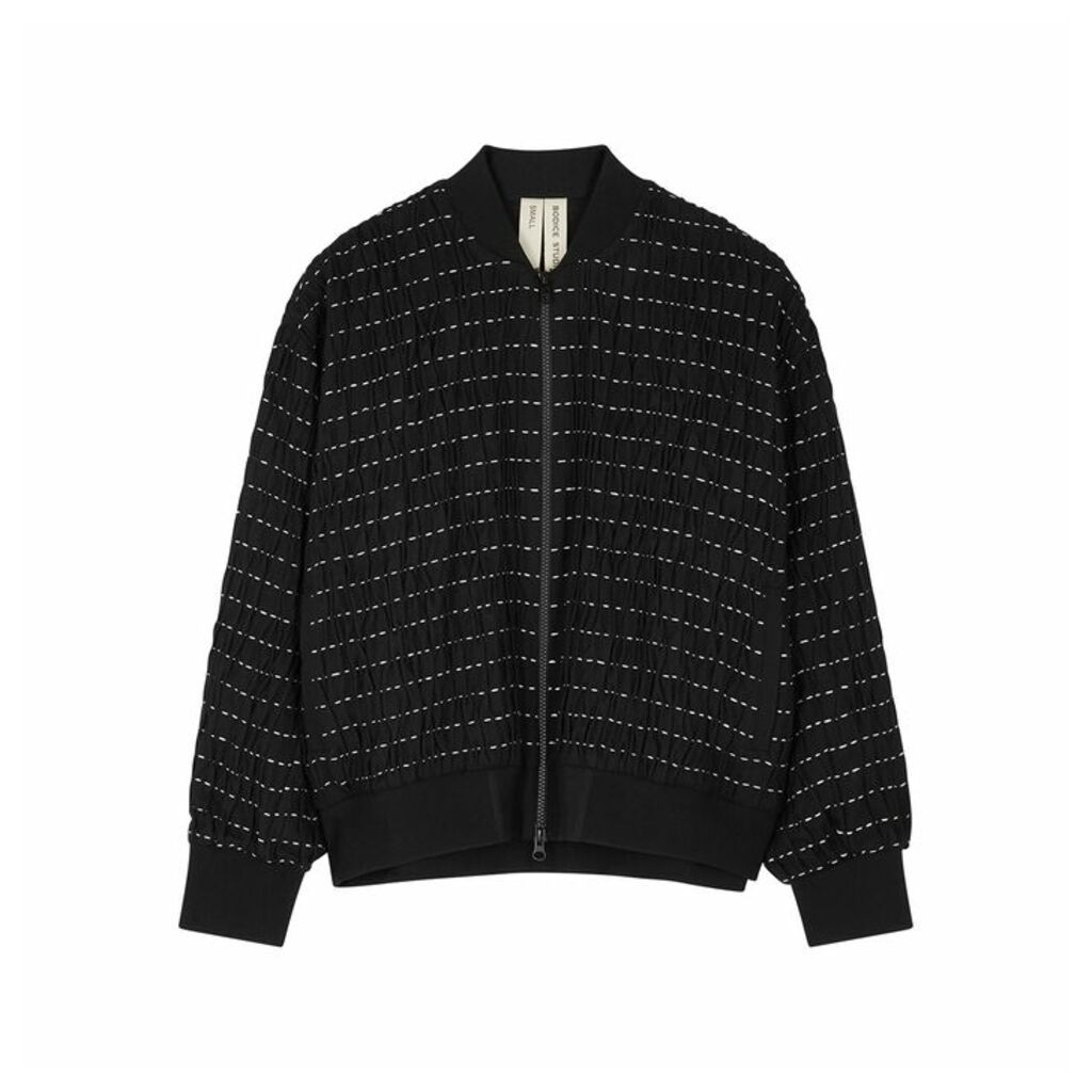 Bodice Black Embroidered Wool Bomber Jacket