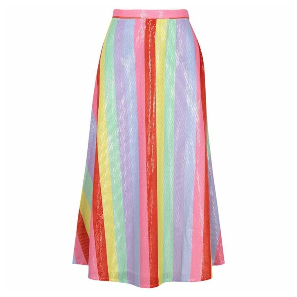 Olivia Rubin Penelope Striped Sequin Midi Skirt