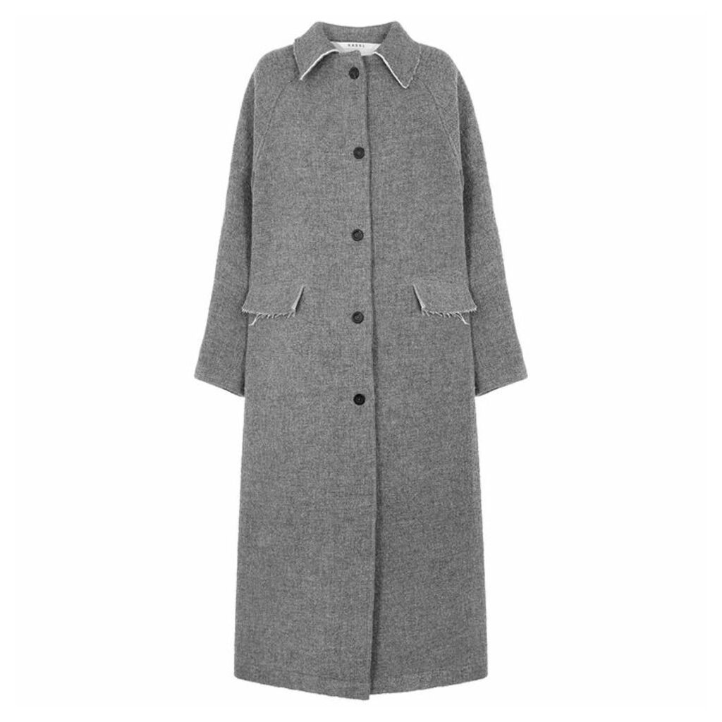KASSL Grey Mélange Wool And Cotton-blend Coat