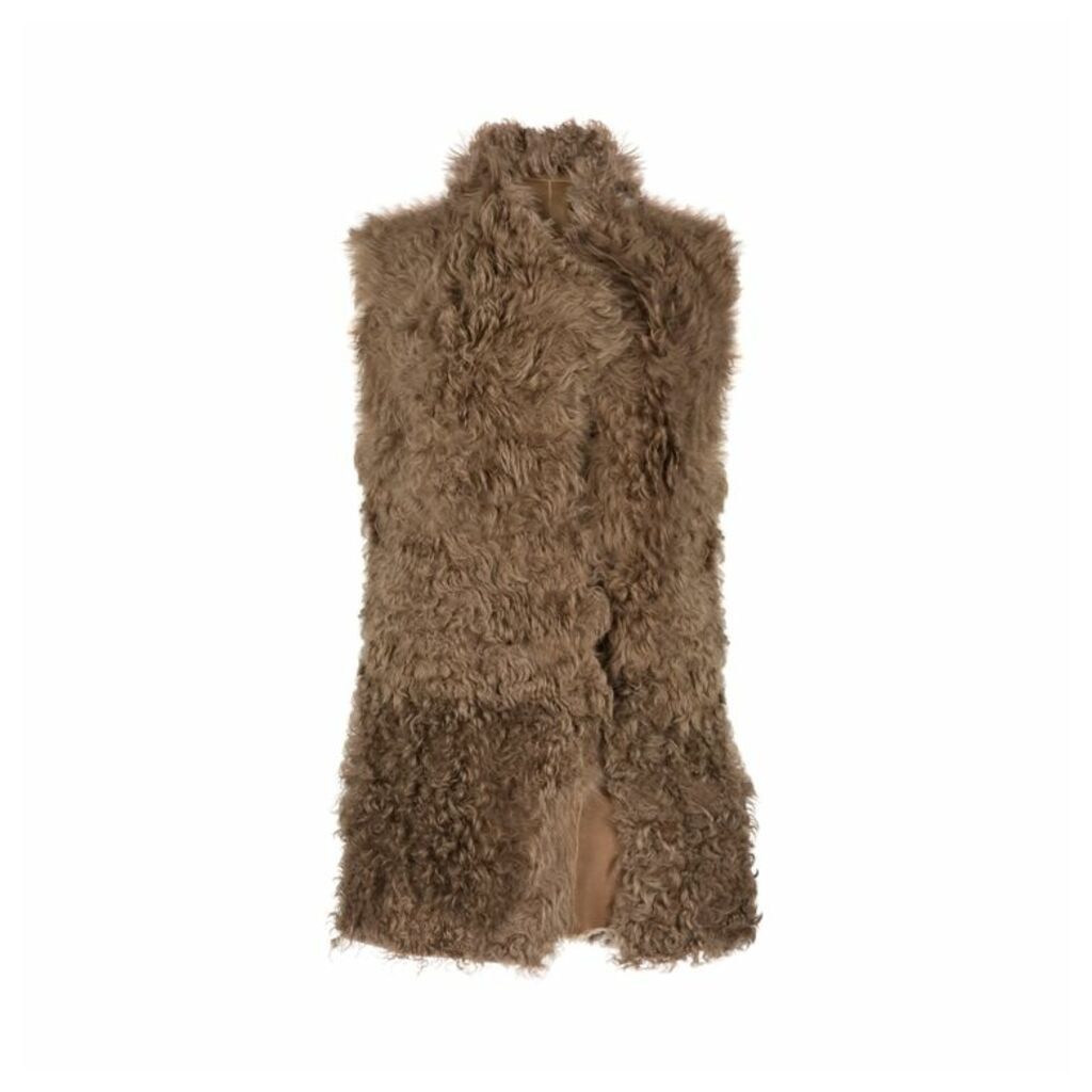Gushlow & Cole Mixed Texture V Neck Shearling Gilet