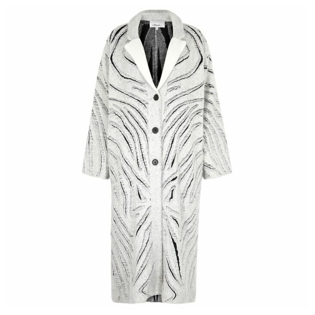 3.1 Phillip Lim Monochrome Distressed Knitted Coat