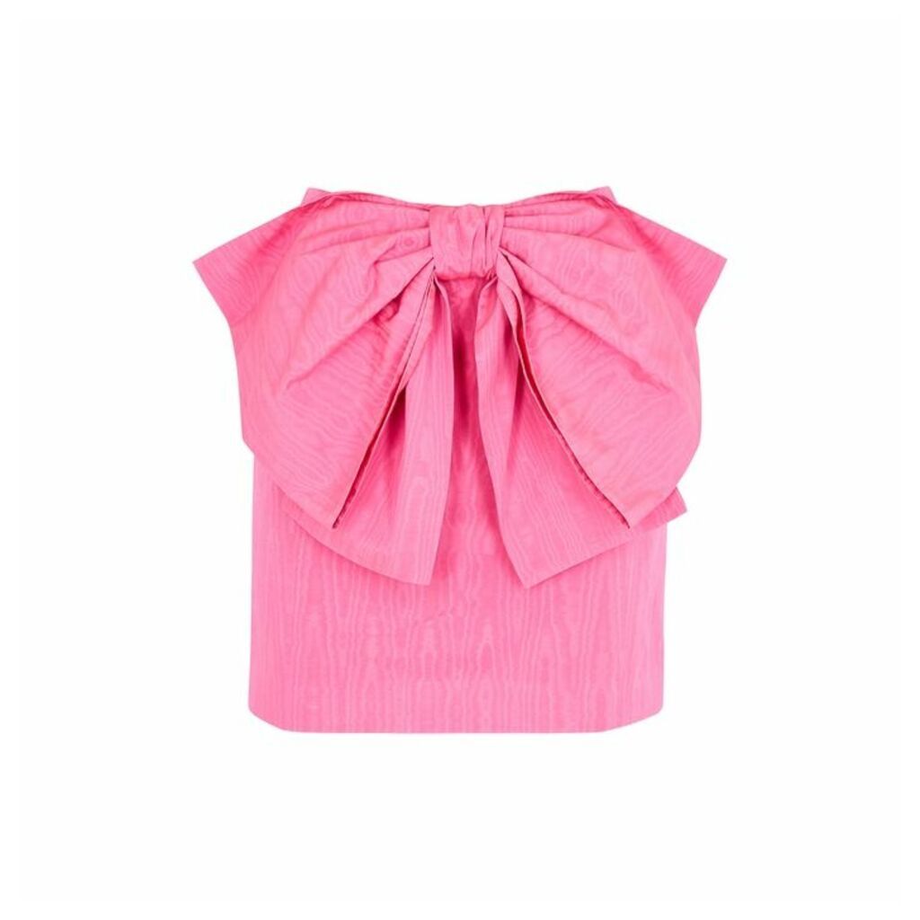 MSGM Pink Bow-embellished Moiré Mini Skirt
