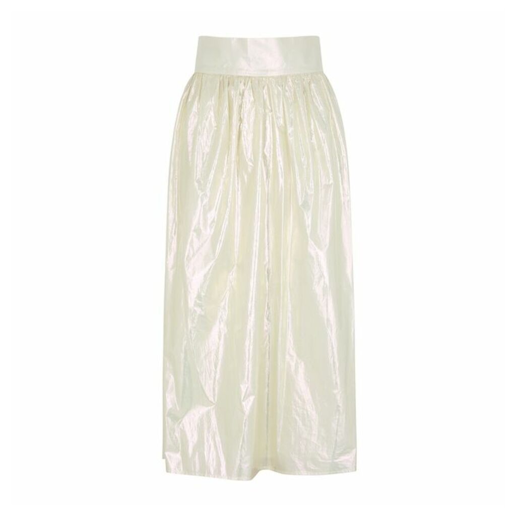 Christopher Kane Ivory Iridescent Cotton Midi Skirt