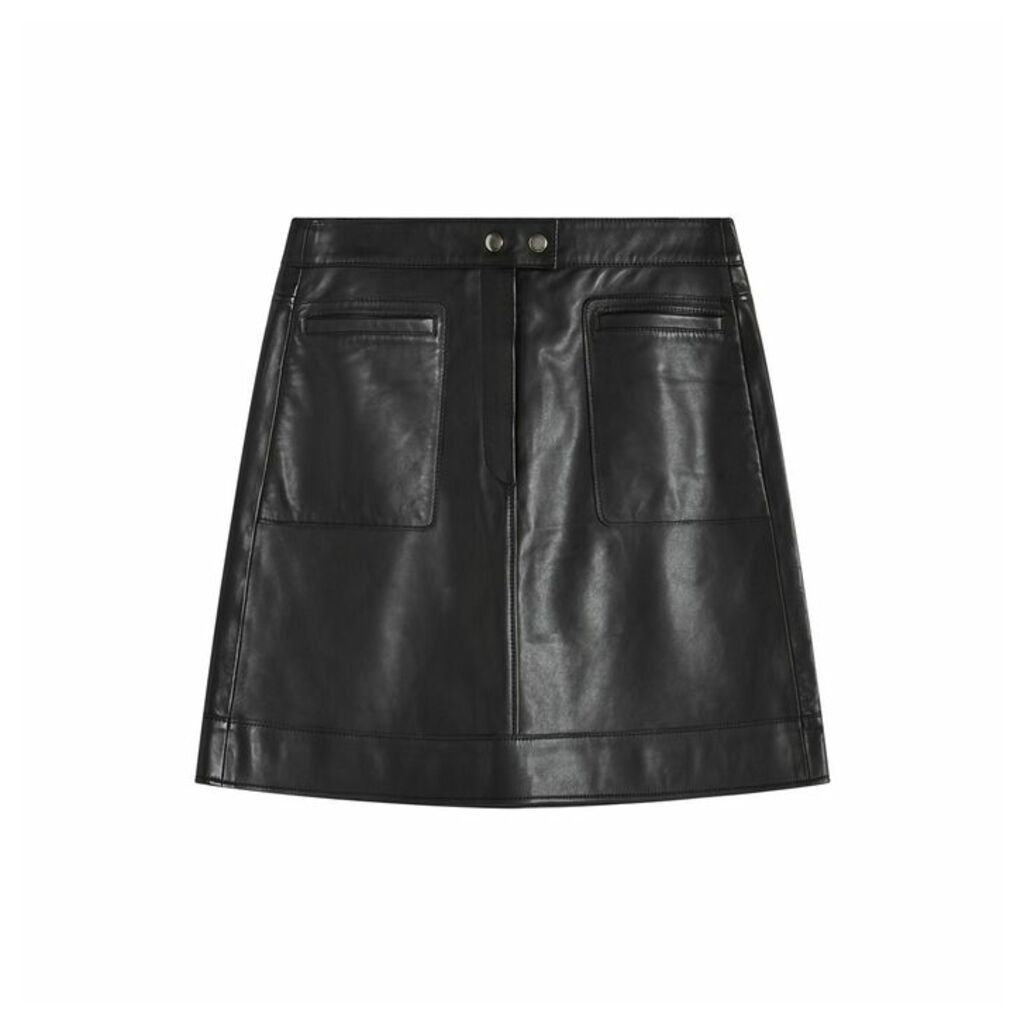 Jigsaw Patch Pocket Leather Skirt