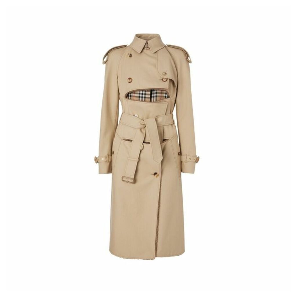 Burberry Deconstructed Cotton And Shearling Trench Coat