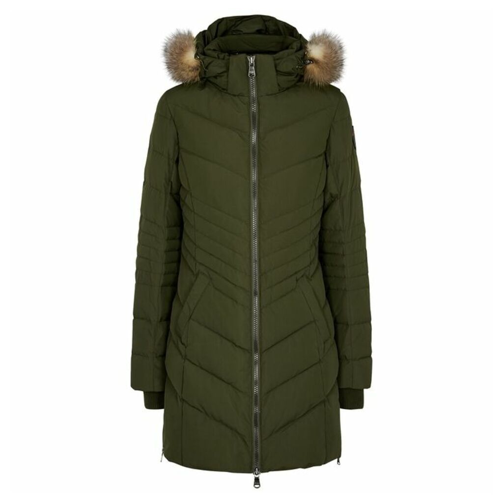 Pajar Queens Army Green Fur-trimmed Shell Coat
