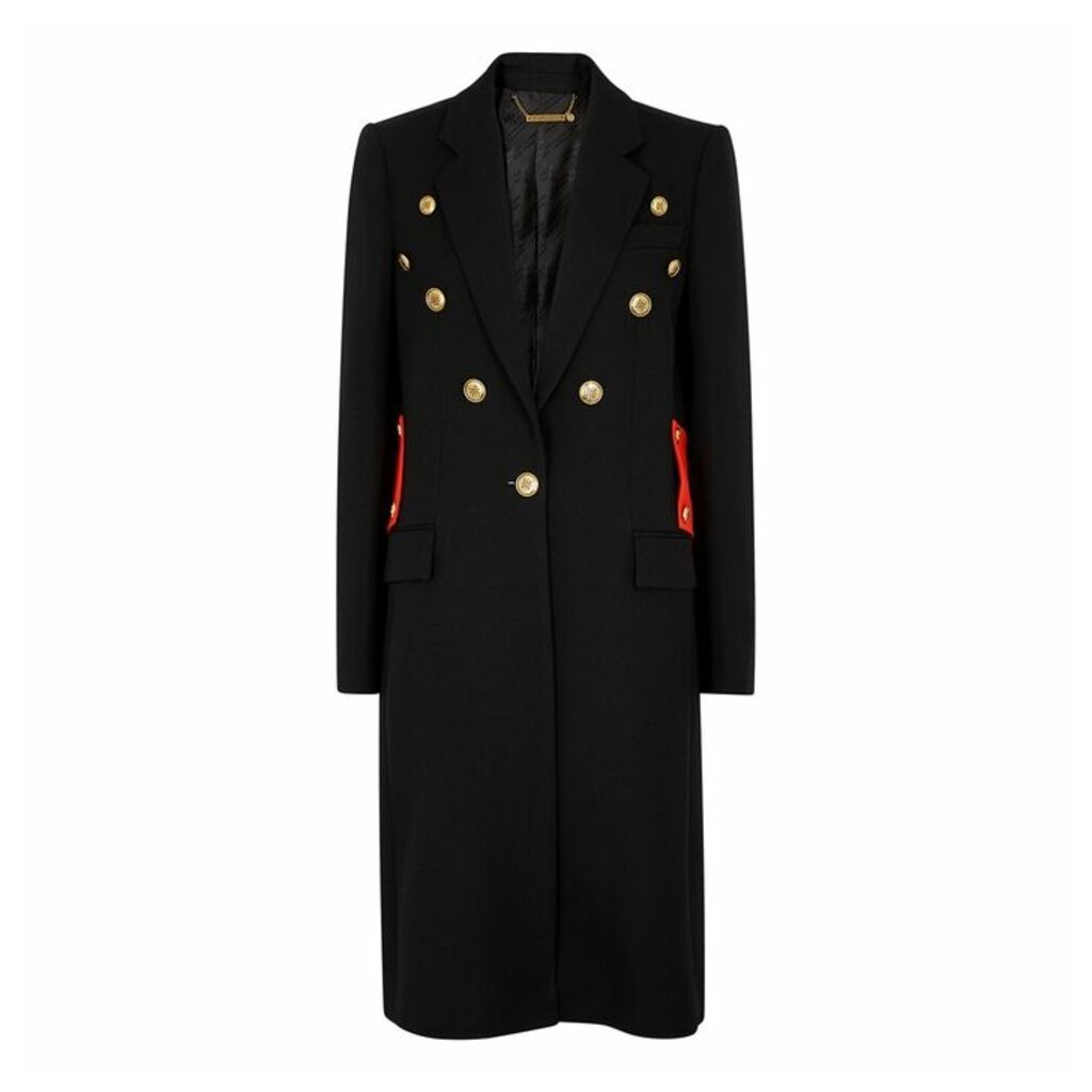 Givenchy Black Button-embellished Wool Twill Coat
