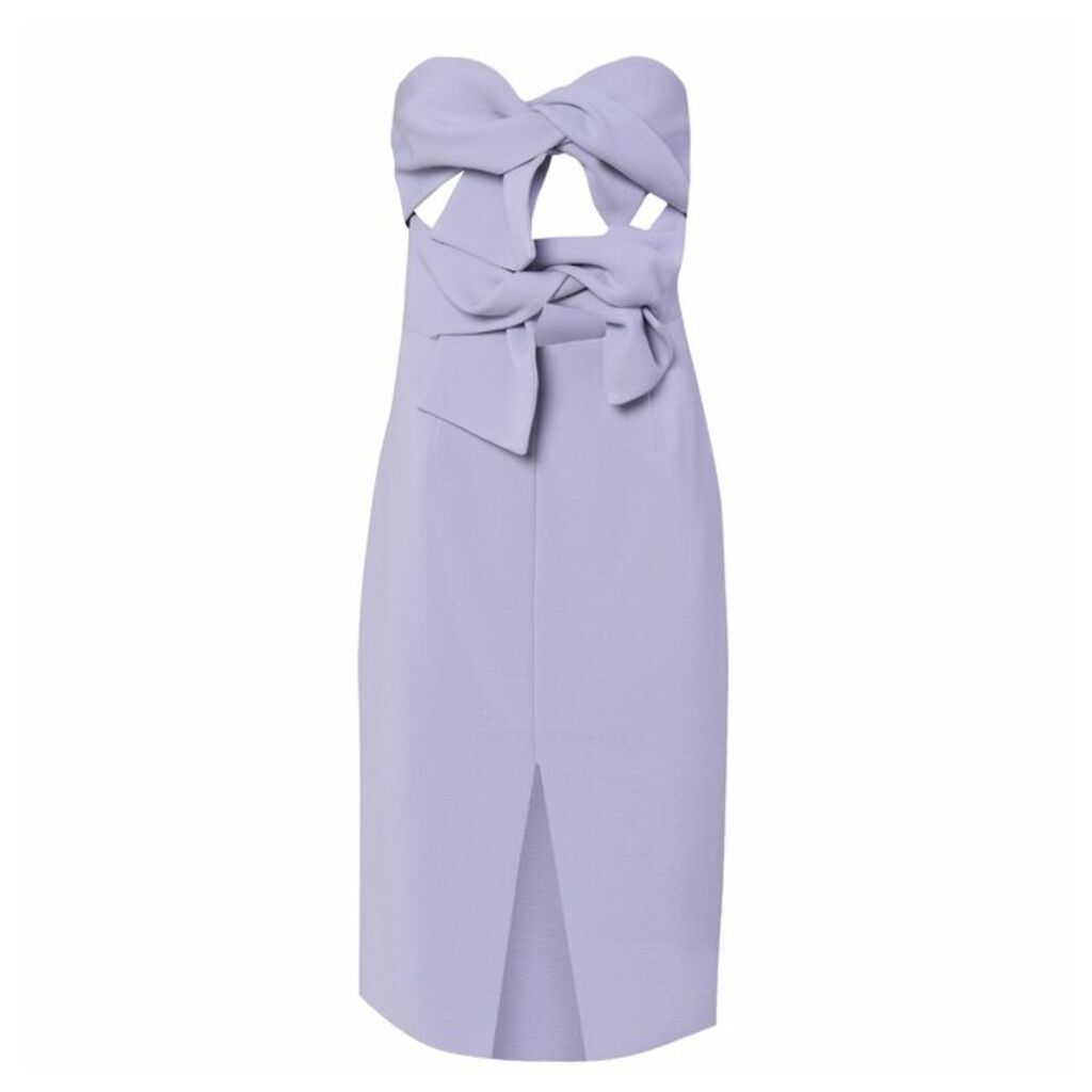 True Decadence Lavender Grey Strapless Bow Midi Dress