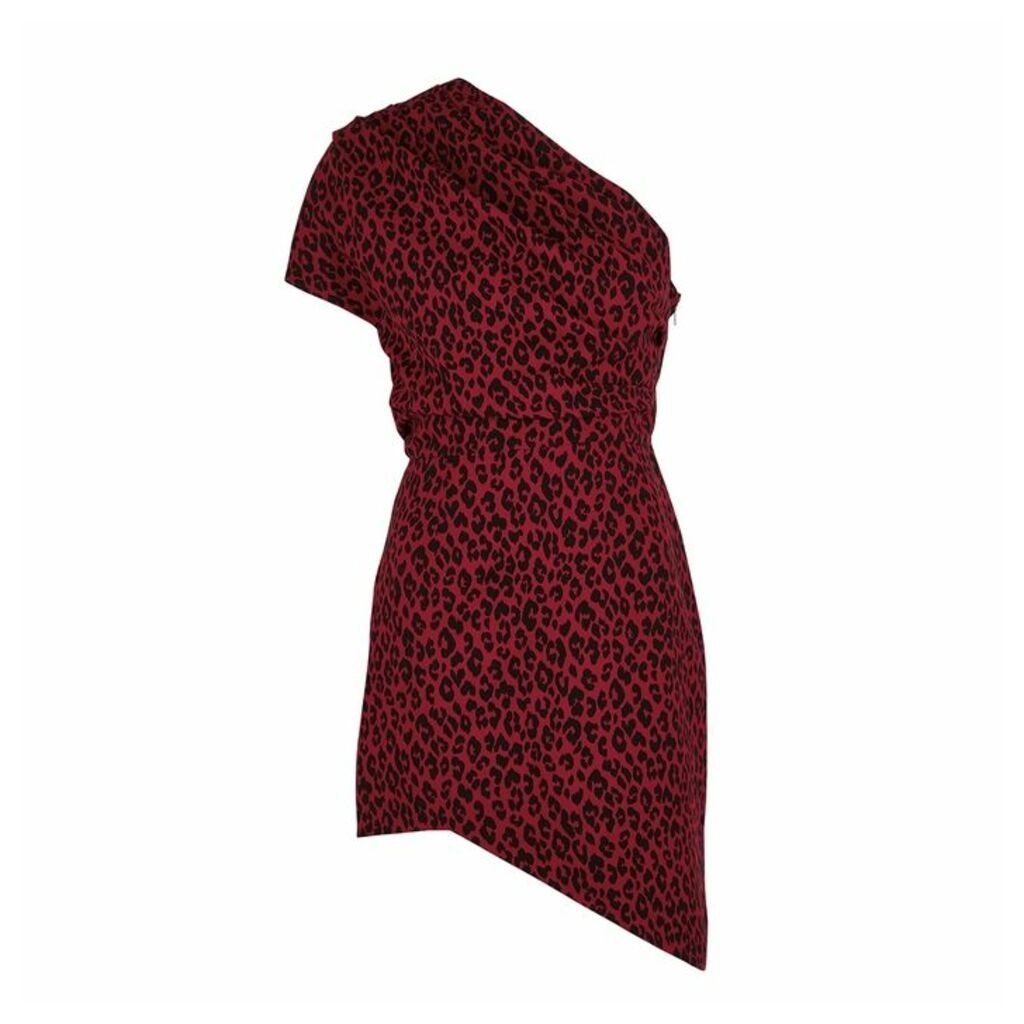Saint Laurent Leopard-print One-shoulder Dress