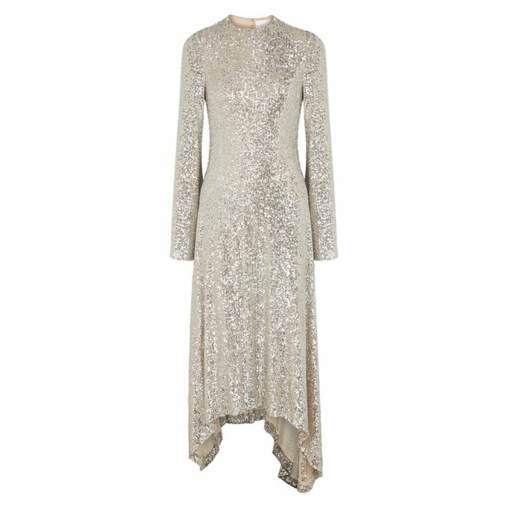 Galvan Modern Love Silver Sequin Dress
