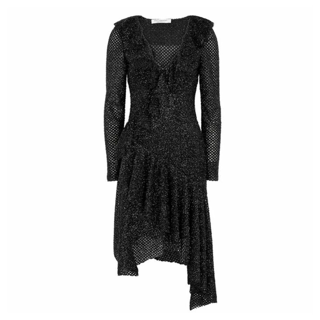 Philosophy Di Lorenzo Serafini Black Textured Tinsel-finish Dress
