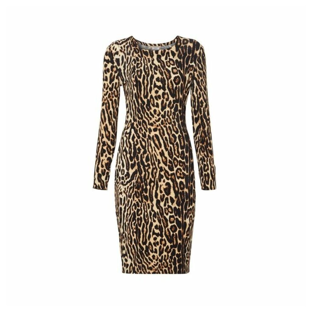 Burberry Leopard Print Stretch Jersey Mini Dress