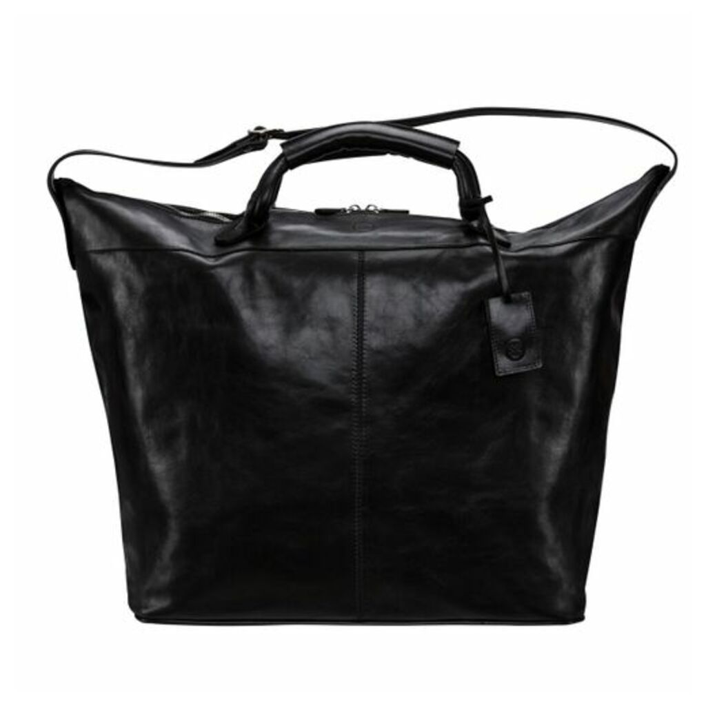 Maxwell Scott Bags Luxury Real Leather Black Luggage Bag