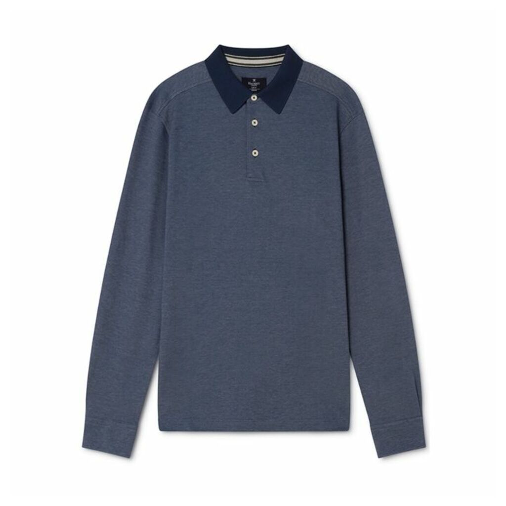 Hackett Oxford Cotton Pique Long-sleeved Polo Shirt