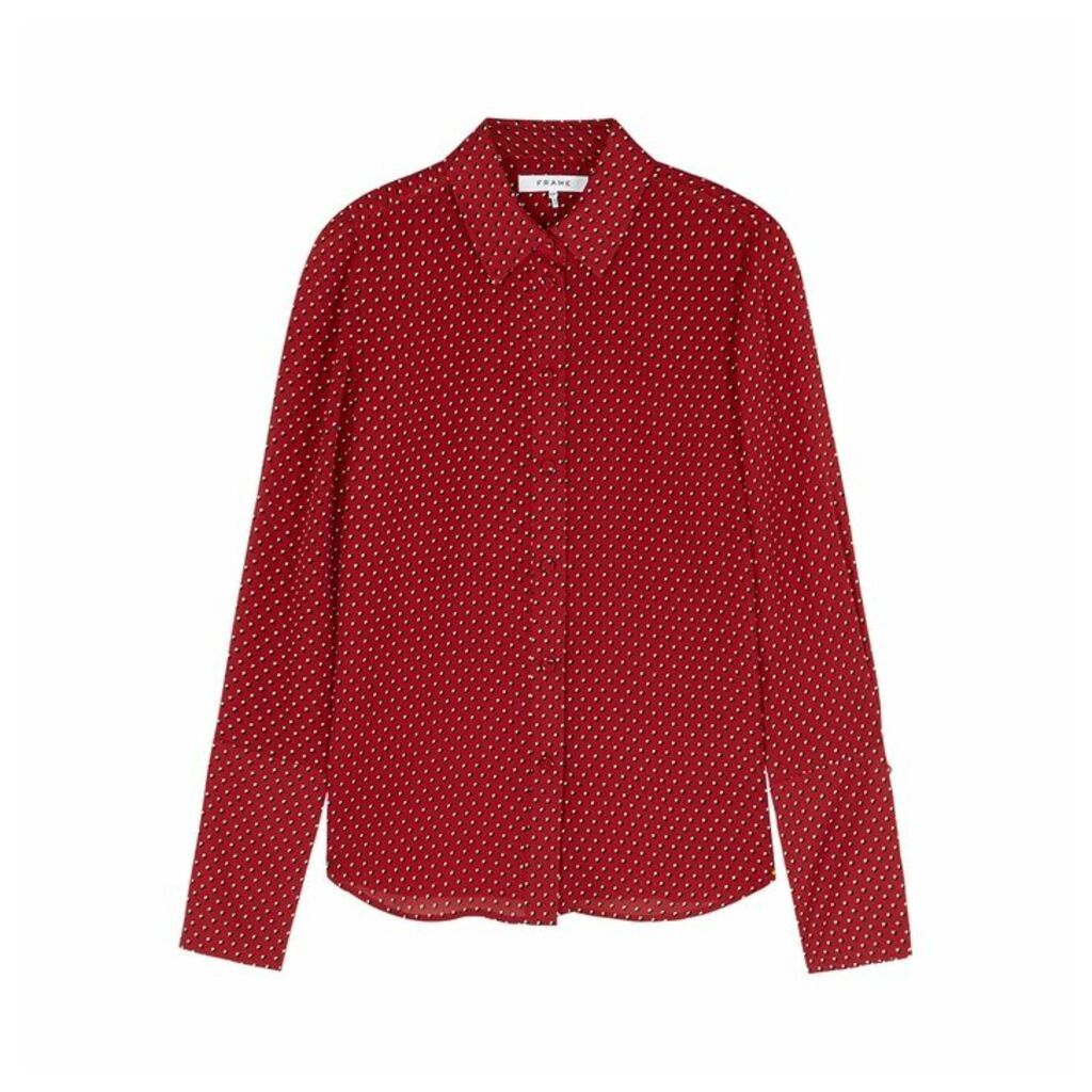 Frame Denim Red Printed Silk Shirt