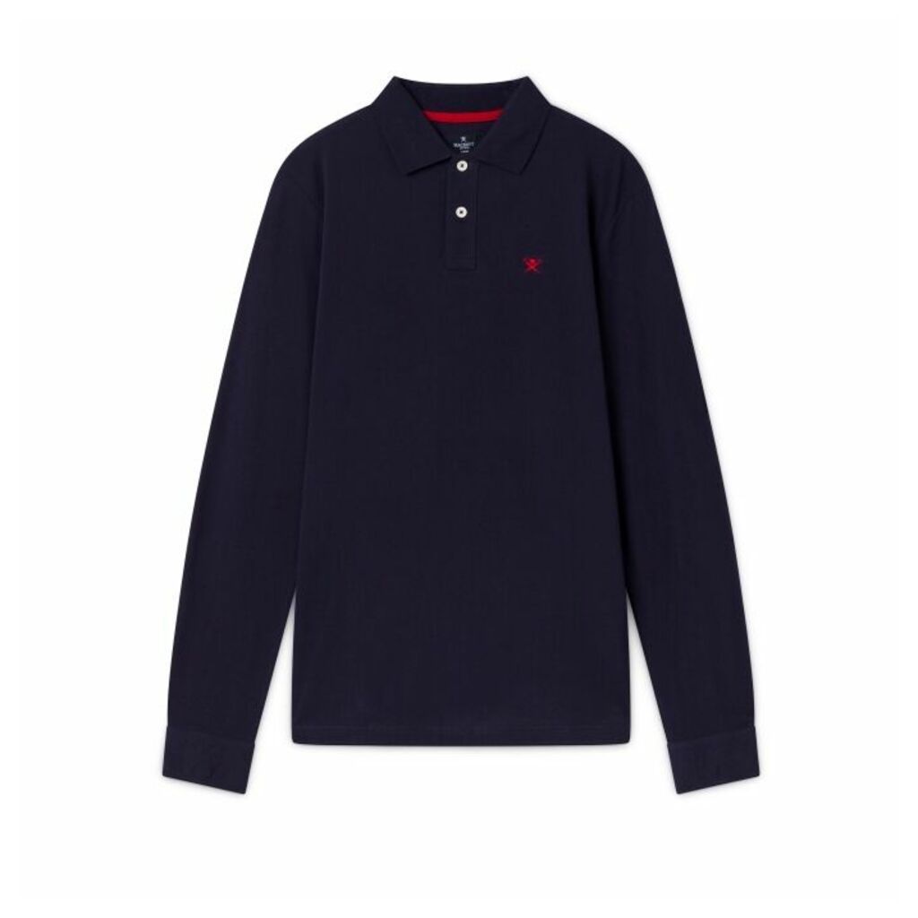 Hackett Small Embroidered Logo Cotton Long-sleeved Polo Shirt