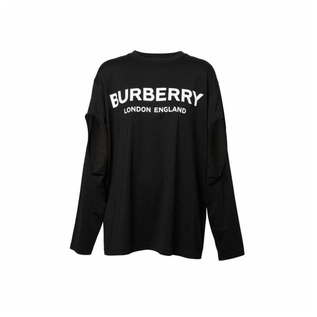 Burberry Long-sleeve Logo Print Cotton Oversized Top