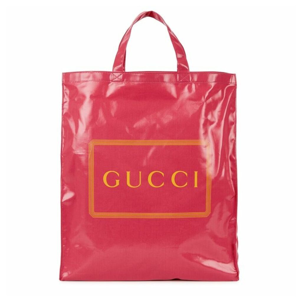 Gucci Pink Logo Coated Canvas Tote