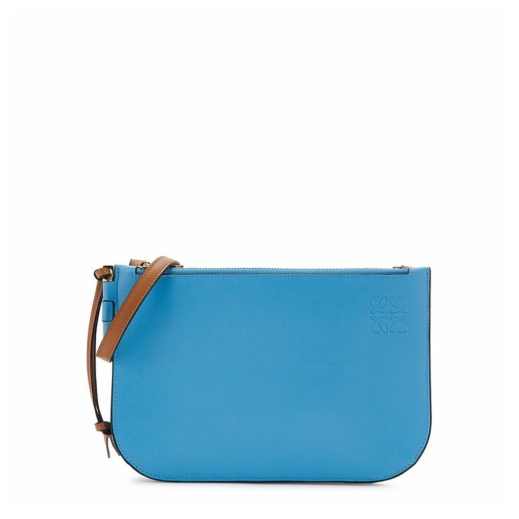 Loewe Gate Blue And Brown Leather Pouch