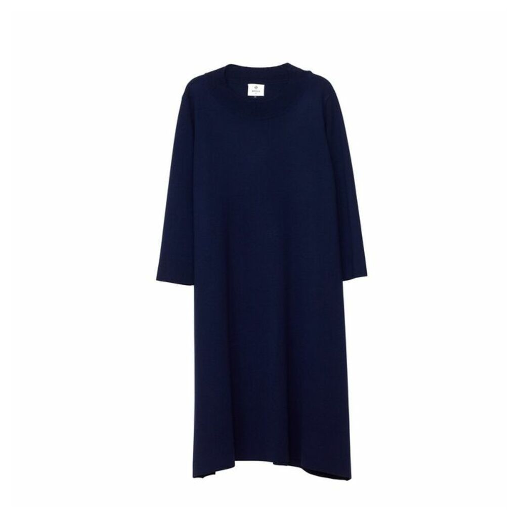Arela Dolly Merino Wool Dress In Dark Blue