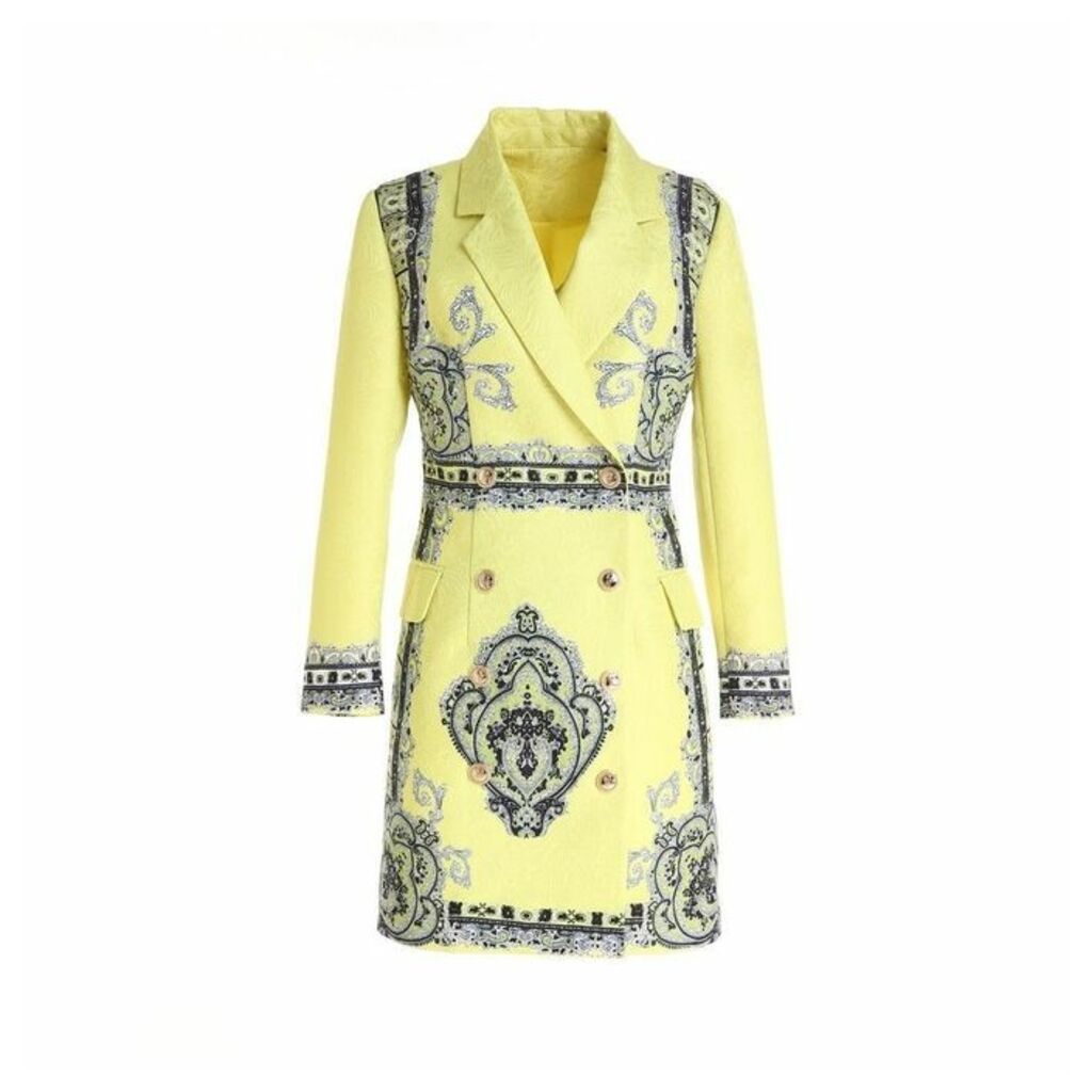 Comino Couture London Fluorescent Yellow Blazer Dress