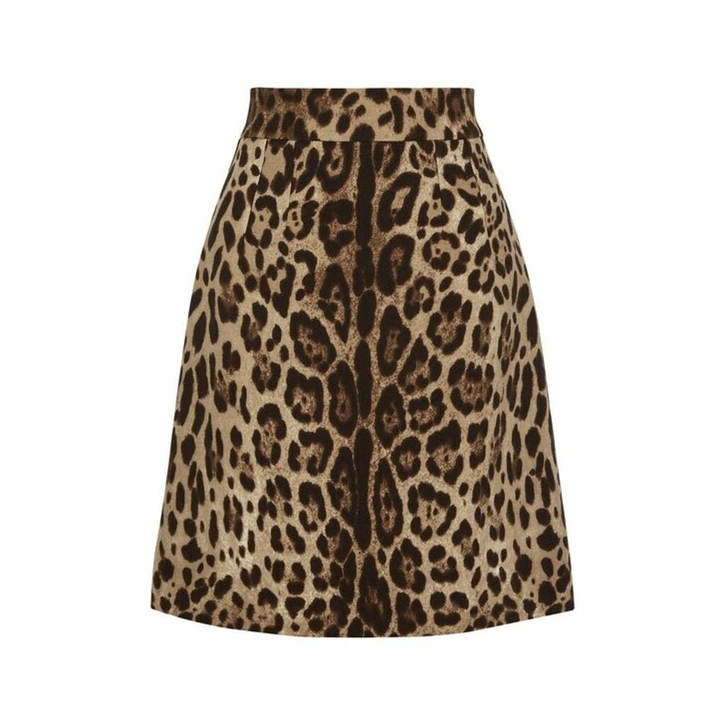 Dolce & Gabbana Leopard-print Wool Mini Skirt