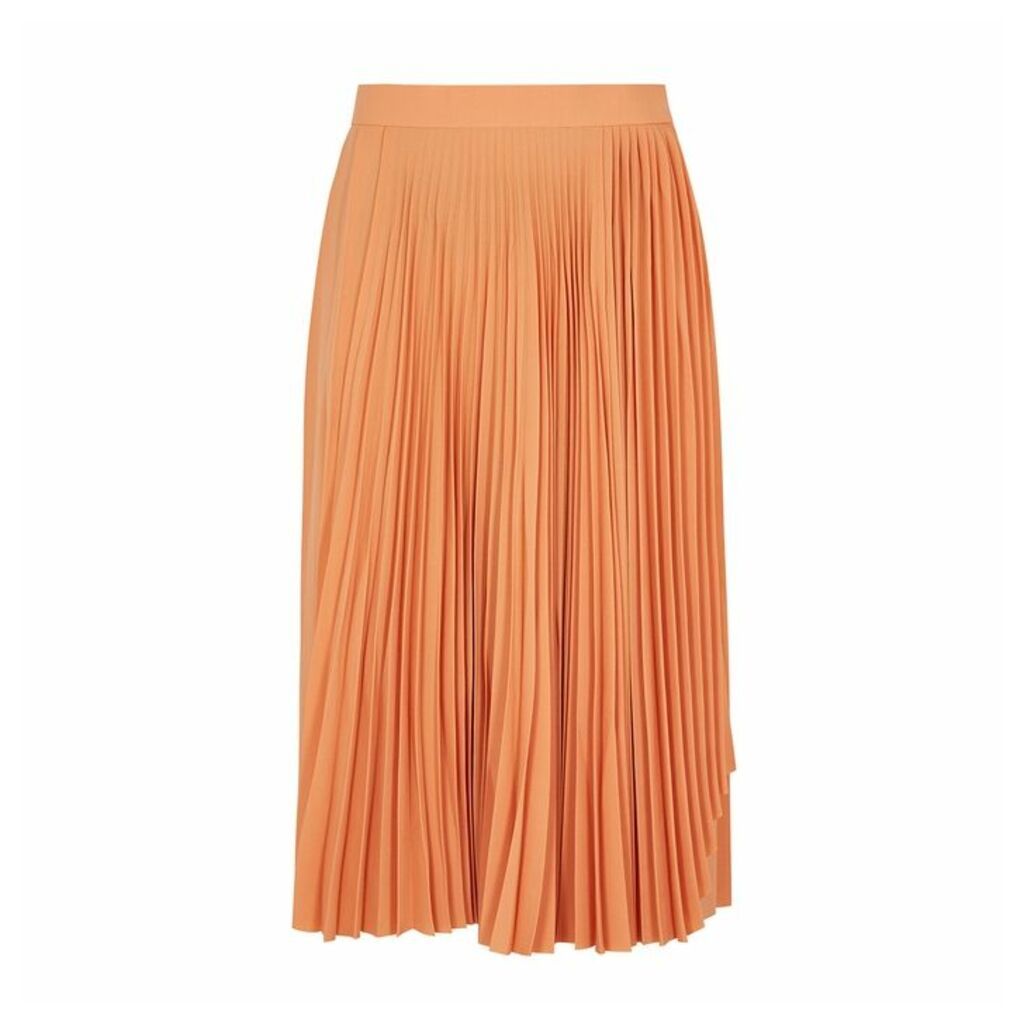 Acne Studios Orange Pleated Midi Skirt