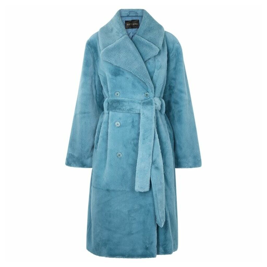 Stine Goya Happy Blue Faux Fur Coat