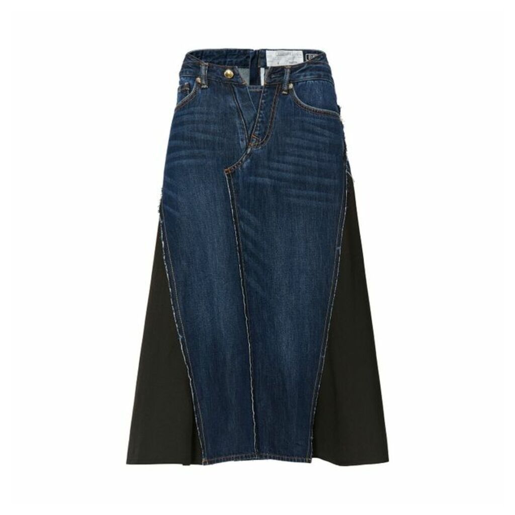 Evisu A-line Denim Skirt With Fabric Side Inserts