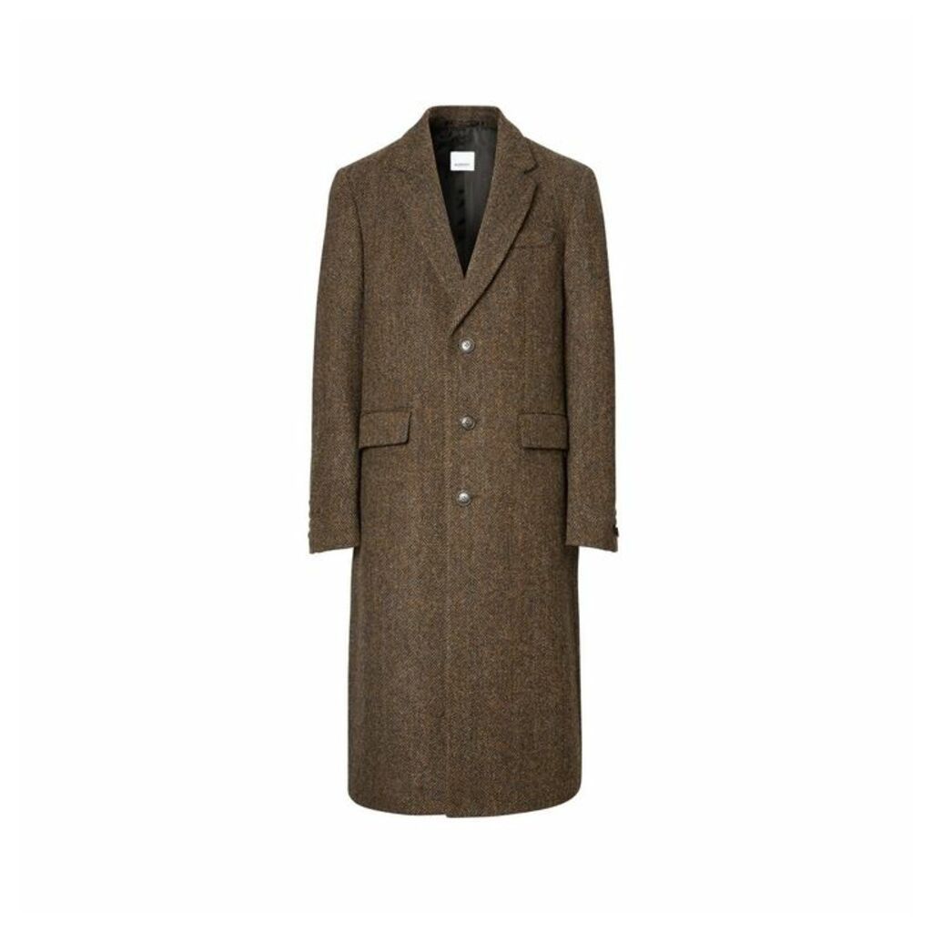 Burberry Herringbone Wool Tweed Coat
