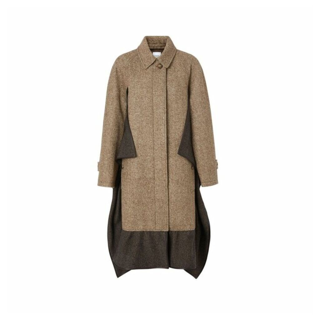 Burberry Scarf Detail Wool Mohair Tweed Car Coat