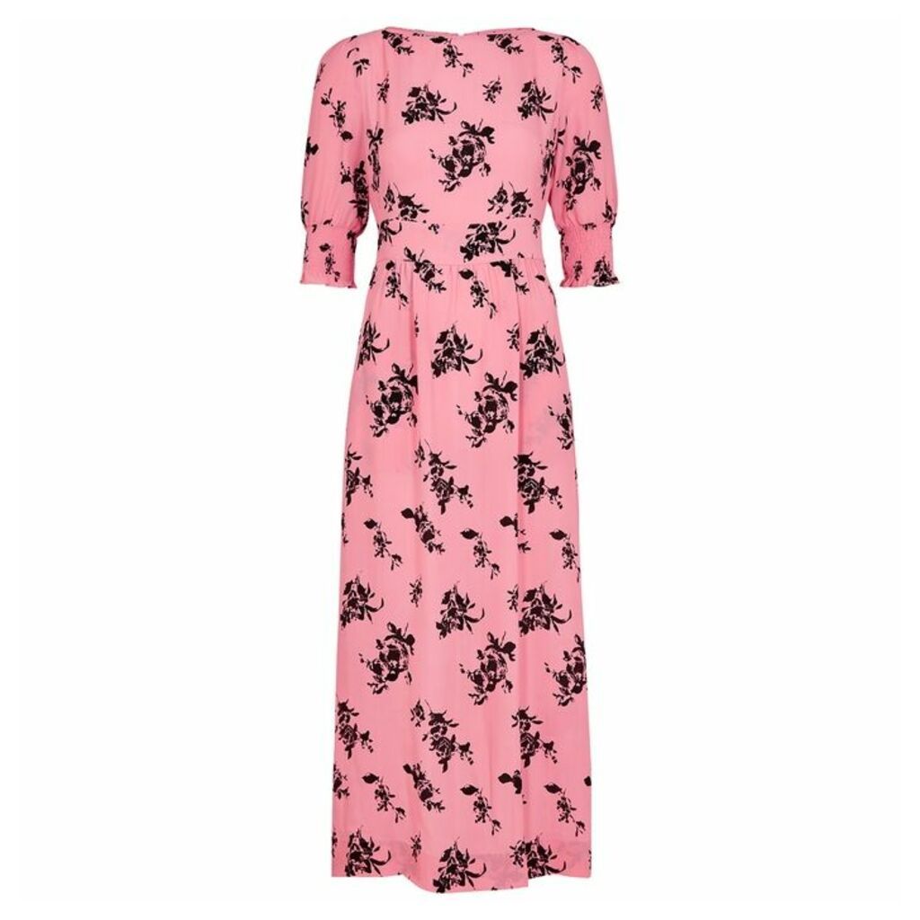 Baum Und Pferdgarten Aiden Pink Floral-print Midi Dress