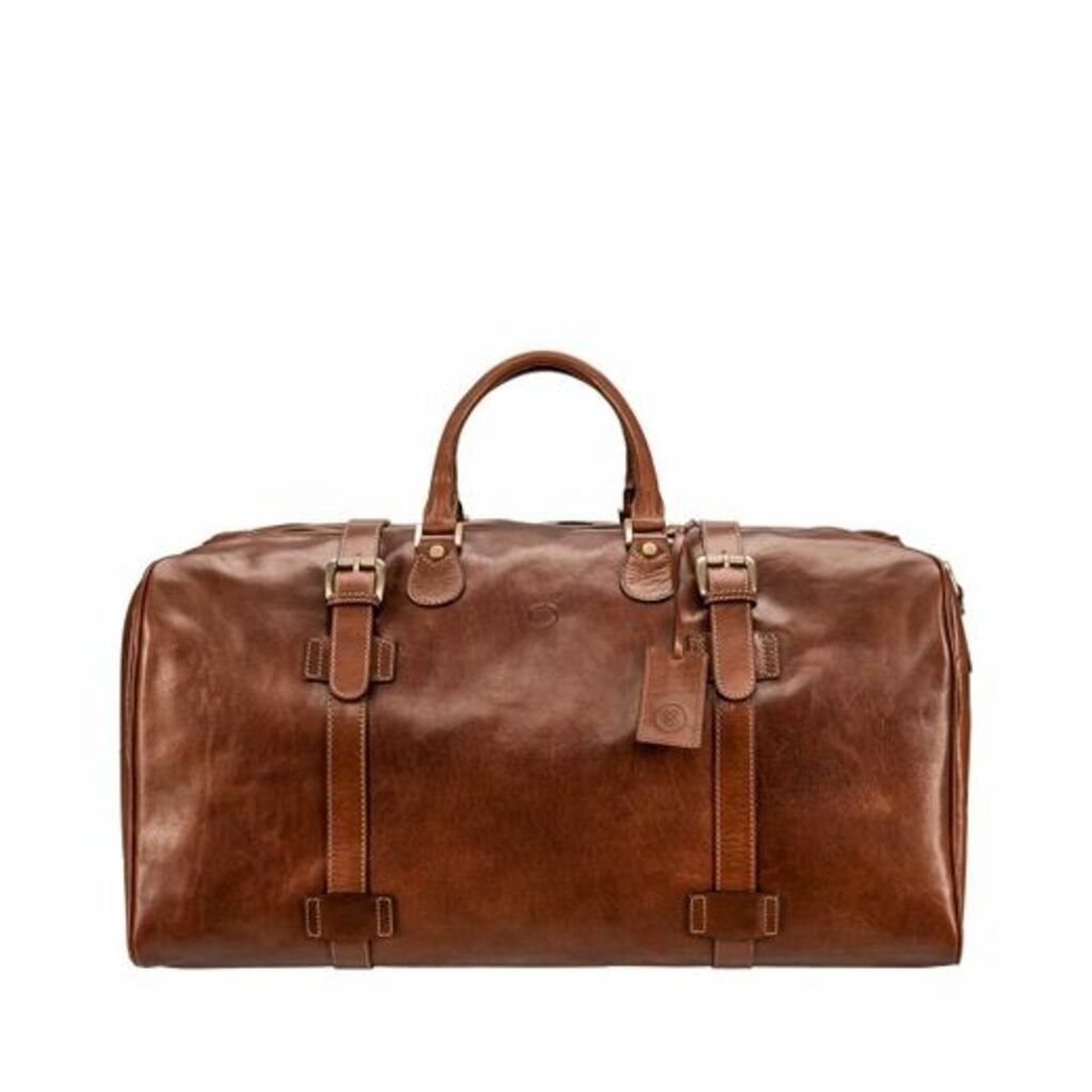 Maxwell Scott Bags Maxwell Scott Mens Leather Extra Large Travel Holdall - Fleroel Tan