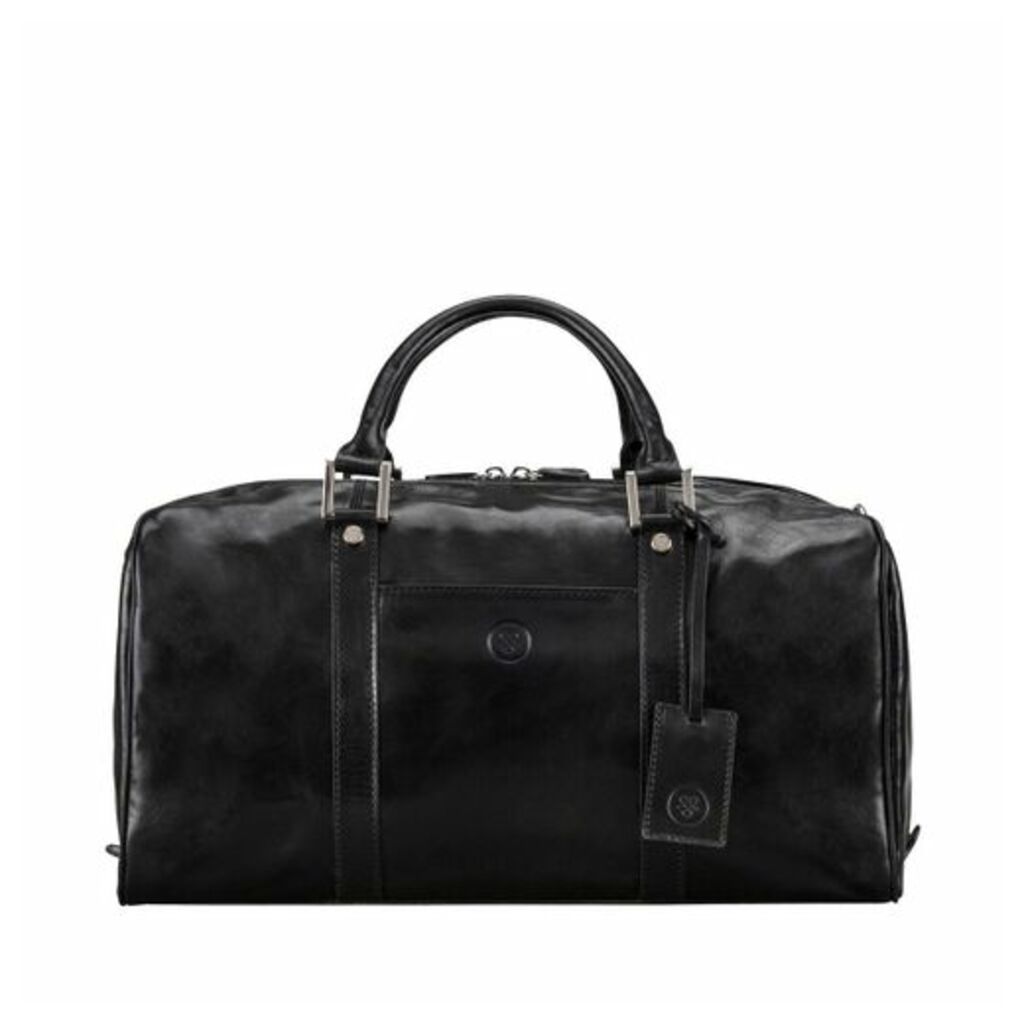 Maxwell Scott Bags Maxwell Scott Italian Leather Small Travel Bag - Fleros Black