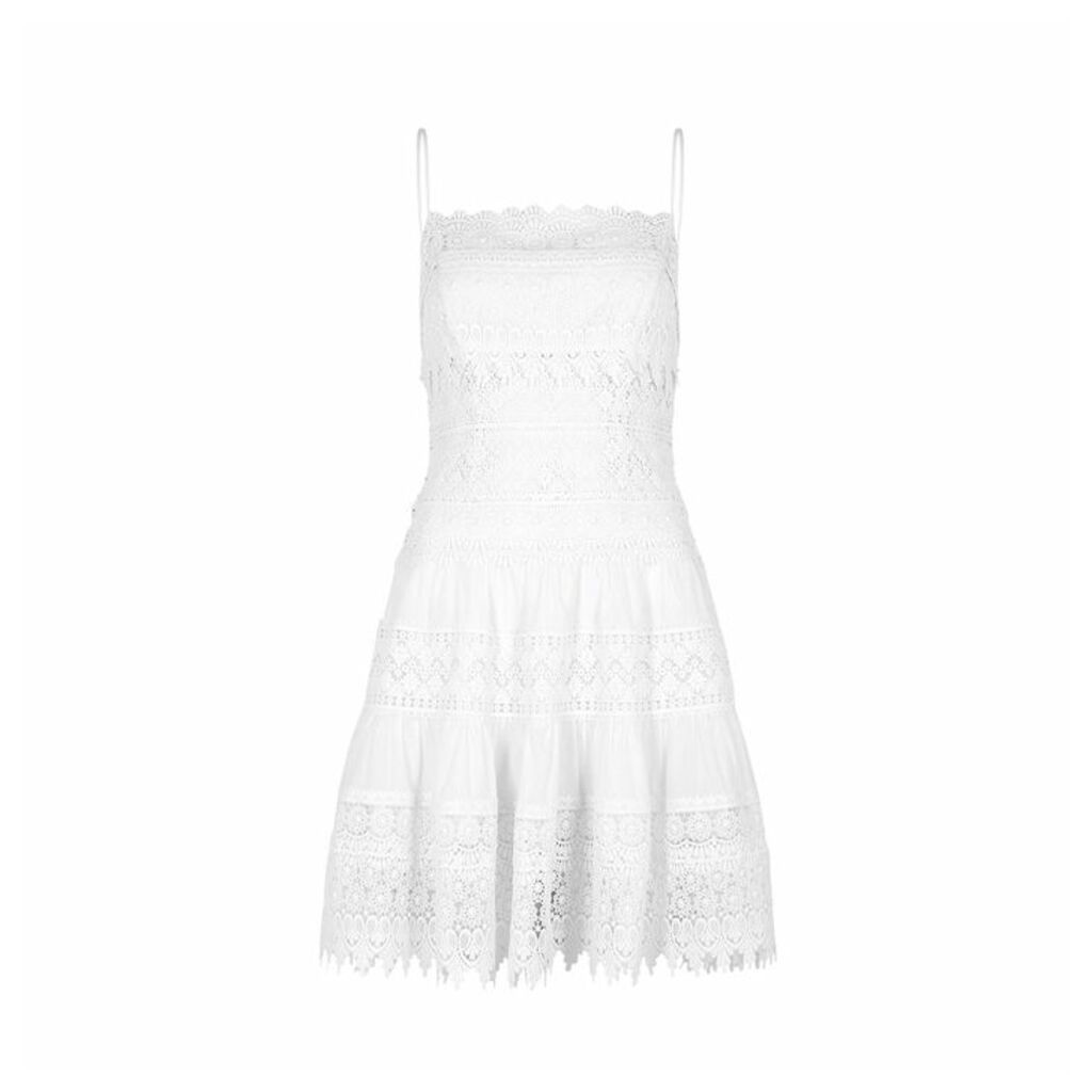 Charo Ruiz Joya Lace-panelled Cotton-blend Mini Dress